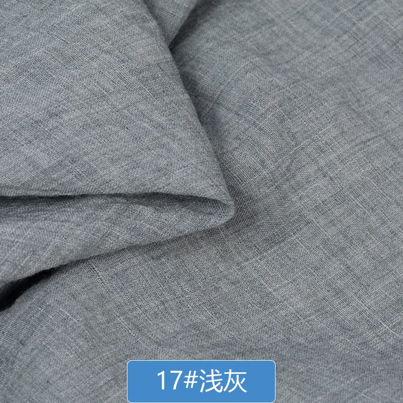 Летняя хлопчатобумажная льняная ткань DIY для рубашек одежды фон 140*100 см морщин ткани шарфы Платье лен хлопок, креп, ткань - Цвет: Серый