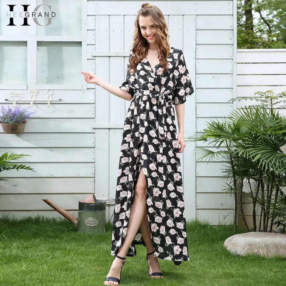 HEE GRAND/женские длинные платья с пляжным цветочным принтом высокие Сарафаны v