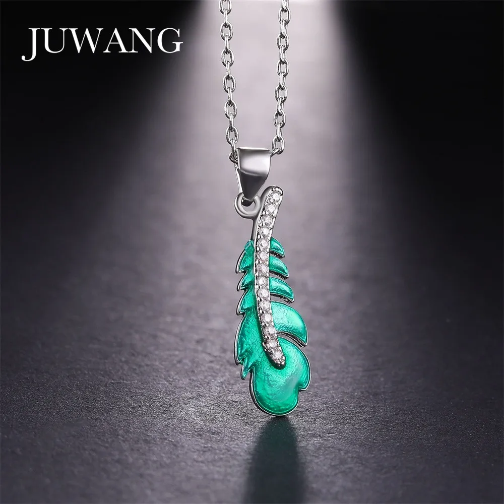 

JUWANG Brand Vintage Green Leaf Choker Necklace Pendant For Women Girl New Statement Cubic Zirconia Necklace Fashion Jewelry