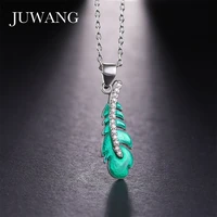juwang brand vintage green leaf choker necklace pendant for women girl new statement cubic zirconia necklace fashion jewelry