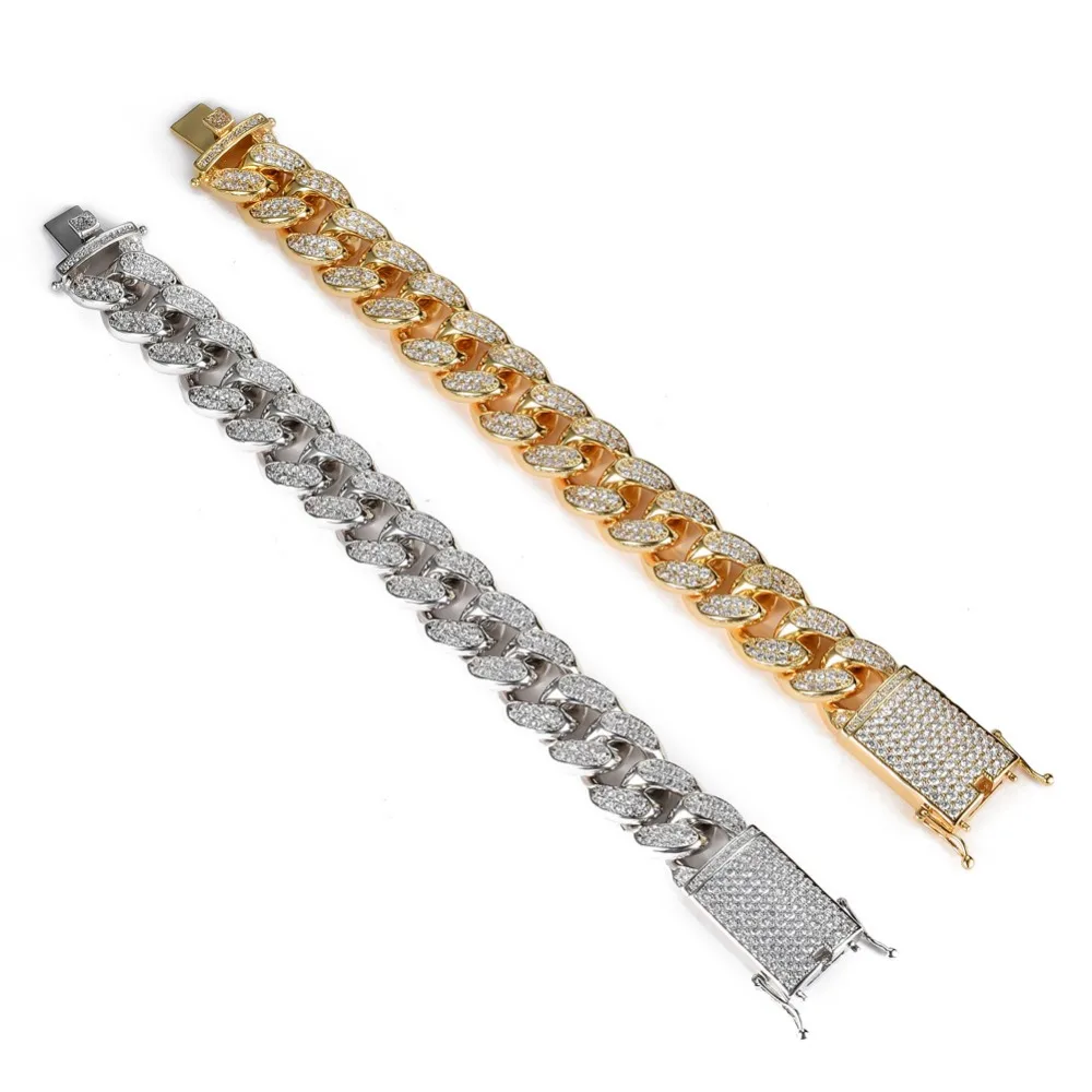 Мужской и женский браслет из кубинской цепи Майами 2 см 8 дюймов 9 - купить по