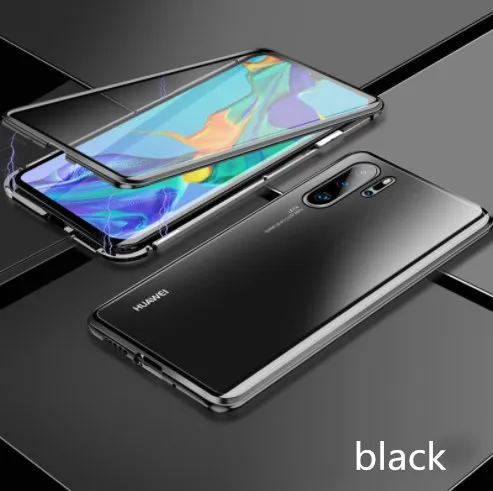 Huawei p30pro Универсальный мобильный телефон оболочка p30 двухсторонняя стеклянная Магнитная mate20pro двухсторонняя - Цвет: black