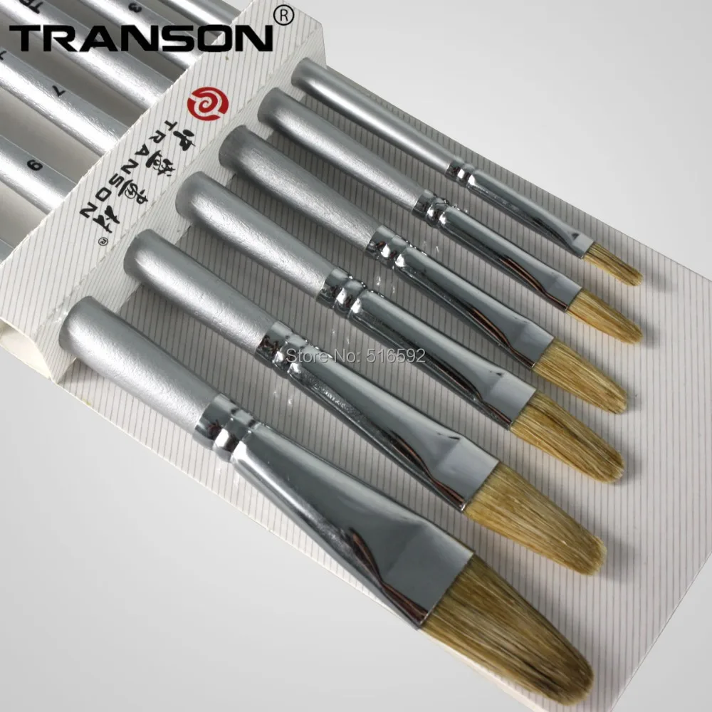6 шт Transon135 филберт Голова Деревянная кисть с ручкой для художника набор