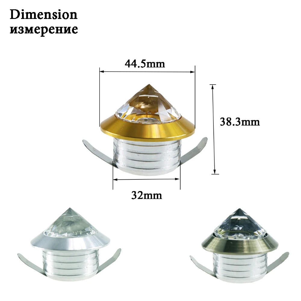 Mini foco de cristal de diamante para decoración del hogar, acrílica con lámpara de techo 1W y luces LED de 3W, 5 uds., AC85-265V, exhibición de joyería, IQ
