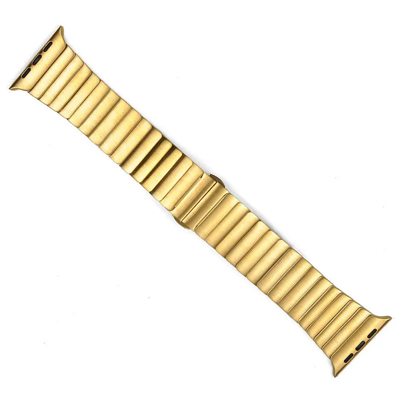 Gold ASHEI Нержавеющая сталь ссылка браслет ремешок для Apple Watch с бабочкой застежкой 42 мм 38 мм металла ссылке полос для iWatch 3 2 1 - Цвет ремешка: Gold