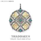 Подвеска с голубым африканским орнаментом, ювелирное изделие 2018 пробы из серебра 925 пробы, бижутерия, ожерелье, аксессуары, подарок для женщины @