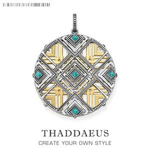 Подвеска с голубым африканским орнаментом, ювелирное изделие 2018 пробы из серебра 925 пробы, бижутерия, ожерелье, аксессуары, подарок для женщины @