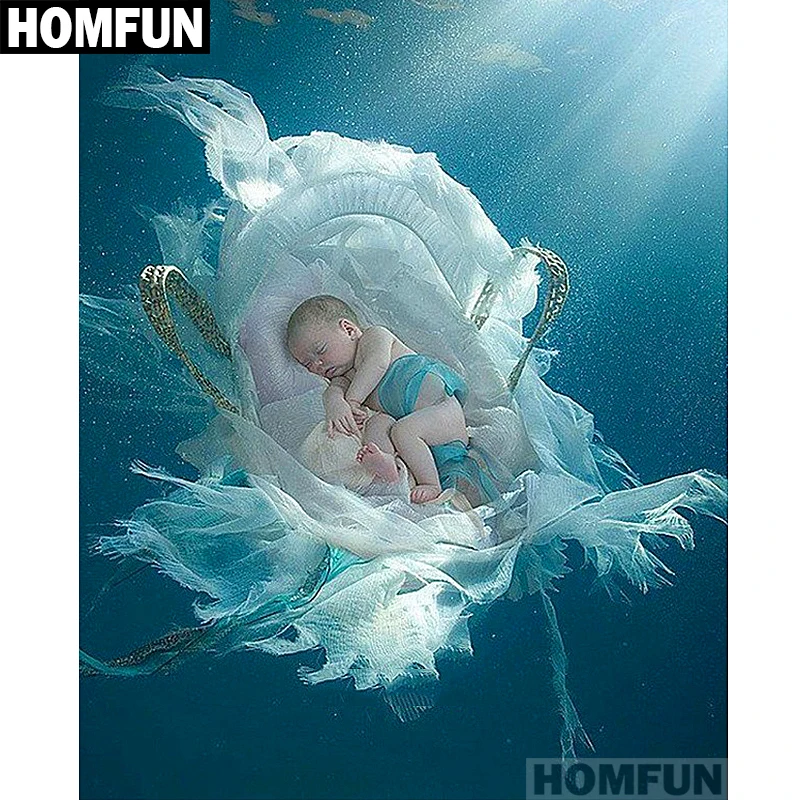 Алмазная живопись HOMFUN A01568 полноразмерная/круглая вышивка Морской малыш 5D сделай