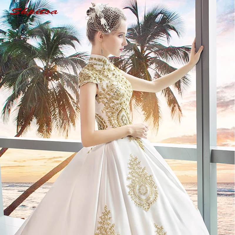 Luxury Ball Gown Wedding Dresses Plus Size Satin Turkey Lace Arabic Bride Bridal Weding Weeding Gowns 2019 | Свадьбы и торжества