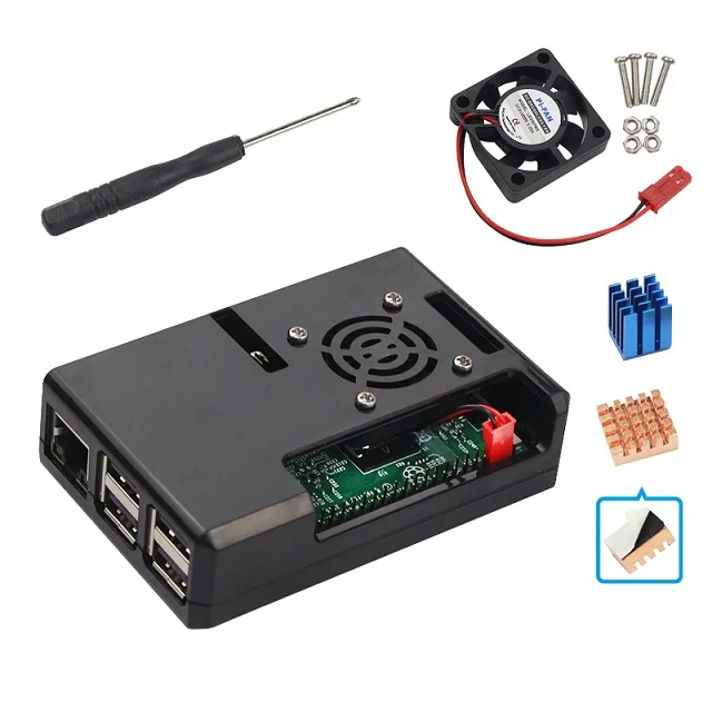 kit 3 Для Raspberry Pi 3 чехол ABS Чехол Коробка Carcasa Raspberry Pi 3B корпус с охлаждающим вентилятором теплоотвод для Pi3 B Plus чехол - Цвет: kit 3