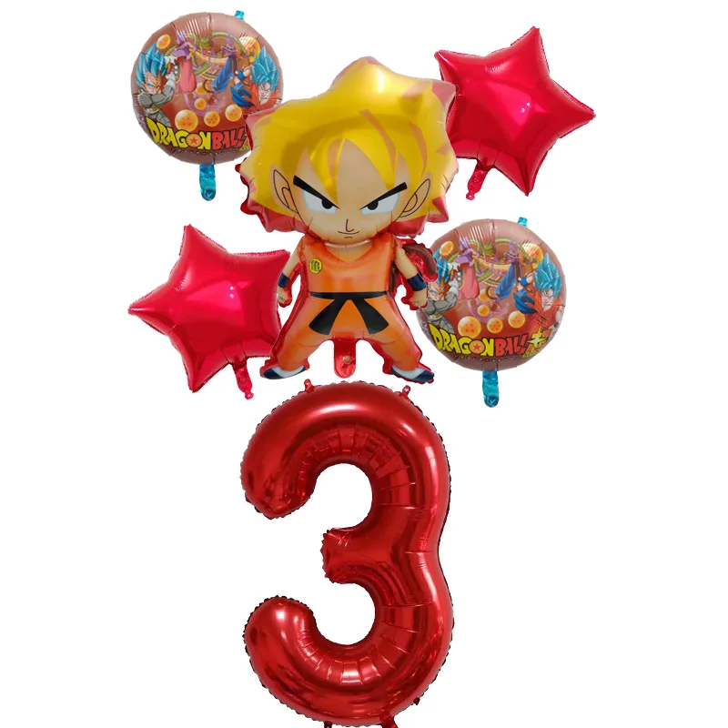 6 шт./компл. с мультяшными принтами, 7 Dragon Ball Z Сон Гоку wu Конг Фольга хрустальный шар надувной 30 дюймов шара с цифрой Happy День рождения украшения мальчик детские игрушки