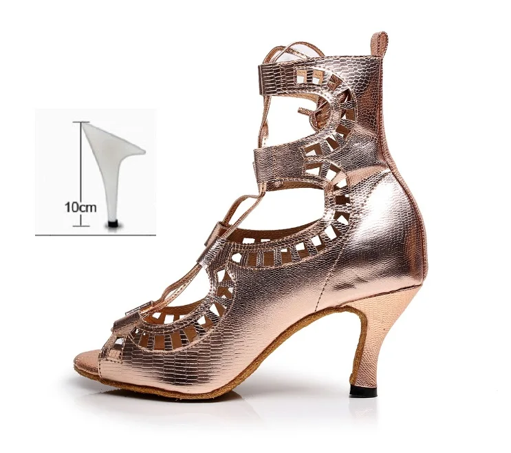 Golden 100mm Heel Женские бальные Туфли для латинских танцев сальса сандалии женский Самба Танго современный часть Обувь для танцев на высоком каблуке 7,5/8,5/10 см 1673 - Цвет: Golden 100mm Heel