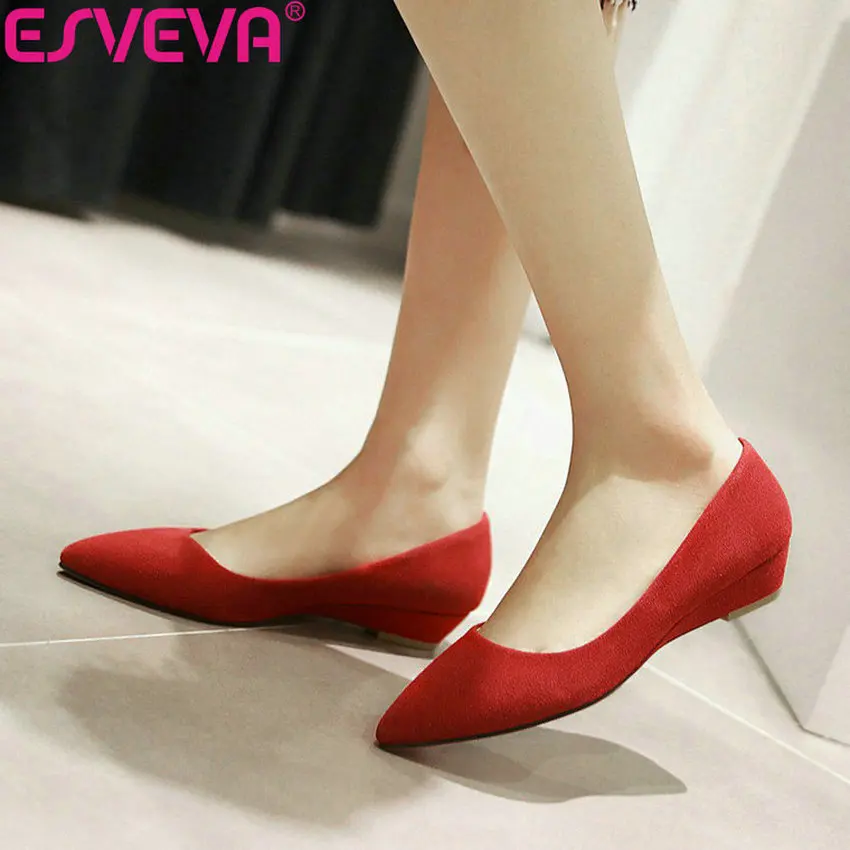 ESVEVA/женские туфли лодочки на низком каблуке милые стильные танкетке без шнуровки