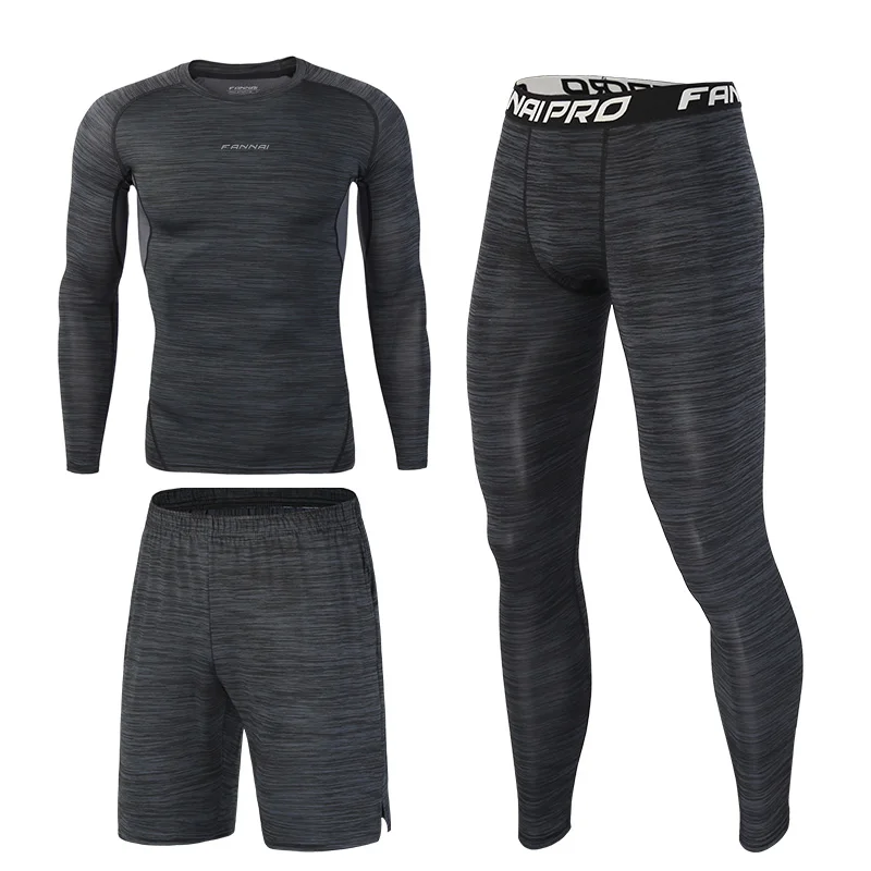 3 PCS Set B Высокое качество сжатия Мужская Спорт костюмы Быстрый сухой тренажерный зал Колготки запуск наборы одежда Спорт бегу - Цвет: 3 PCS Set B