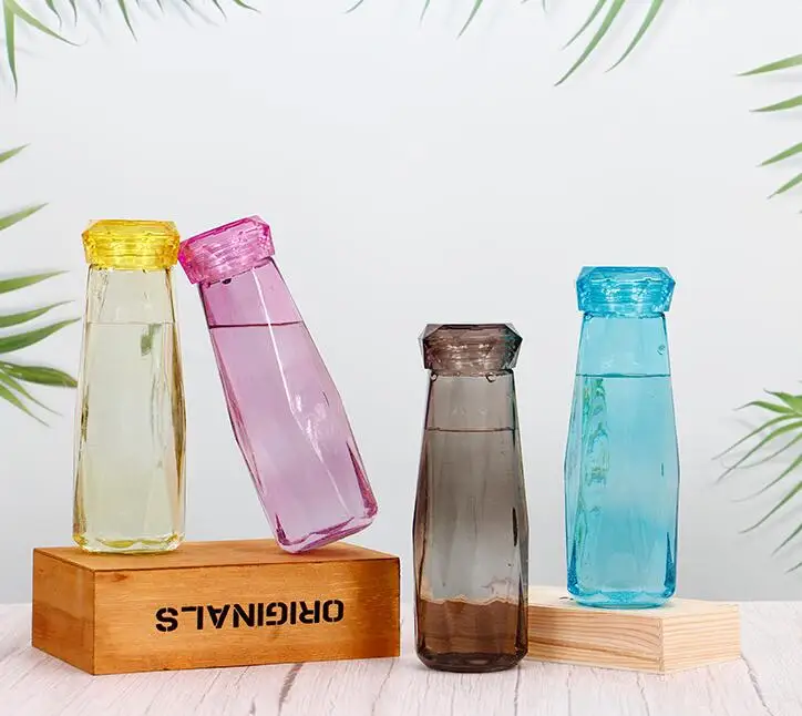 Хрустальная бутылка для воды, креативные бутылки, чашка, бутылка с драгоценными камнями, дорожная бутылка, прозрачная стеклянная бутылка для сока воды для женщин