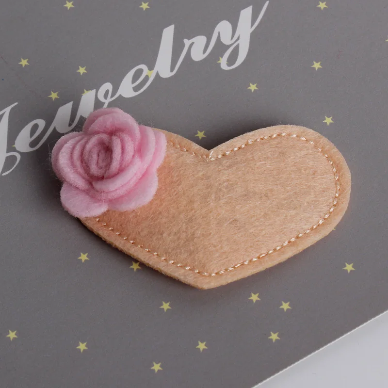 Фетровые заколки для волос в форме цветов камелии сердца бежевые Розовые