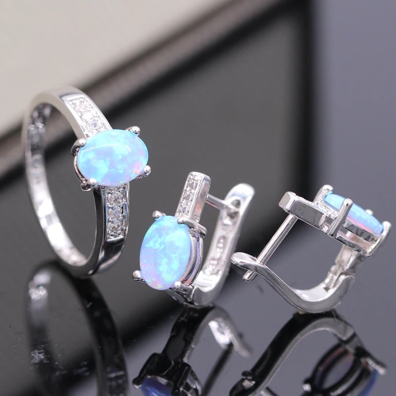 GZJY новый модный красивый светильник Bule огненный опал циркониевые кольца серьги