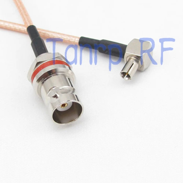 

10pcs 6in mini BNC female nut bulkhead to TS9 male right angle RF adapter connector 15CM Pigtail coaxial jumper cable RG316