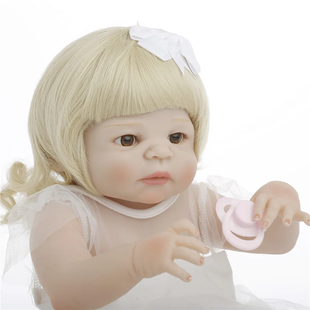 SanyDoll 22 дюйма 57 см полностью силиконовая кукла для новорожденной девочки игрушки