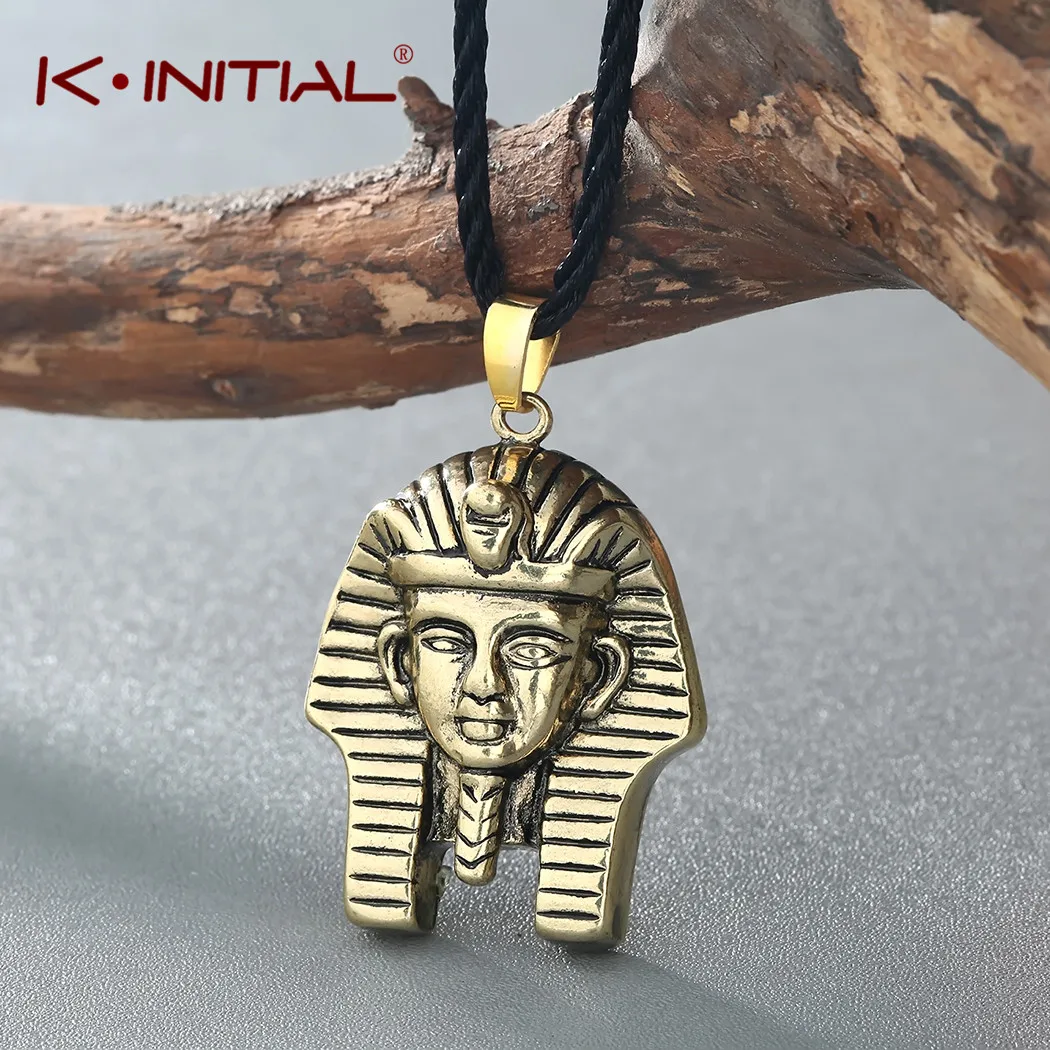 Kinitial Egyptian Queen Necklaces Vintage Jewelry Amulet Falcon Kolovrat Cross Pendant Necklace for Men Fashion Bijoux colar