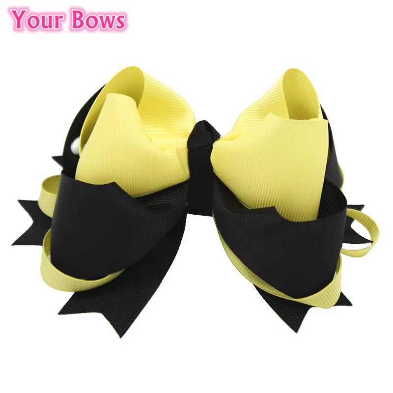 5 дюймов желтые и черные банты для волос зажим девочек Женская повязка на голову
