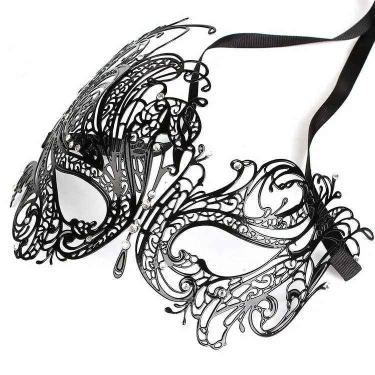 Венецианский маскарад принцесса маска горный хрусталь Лазерная резка черного