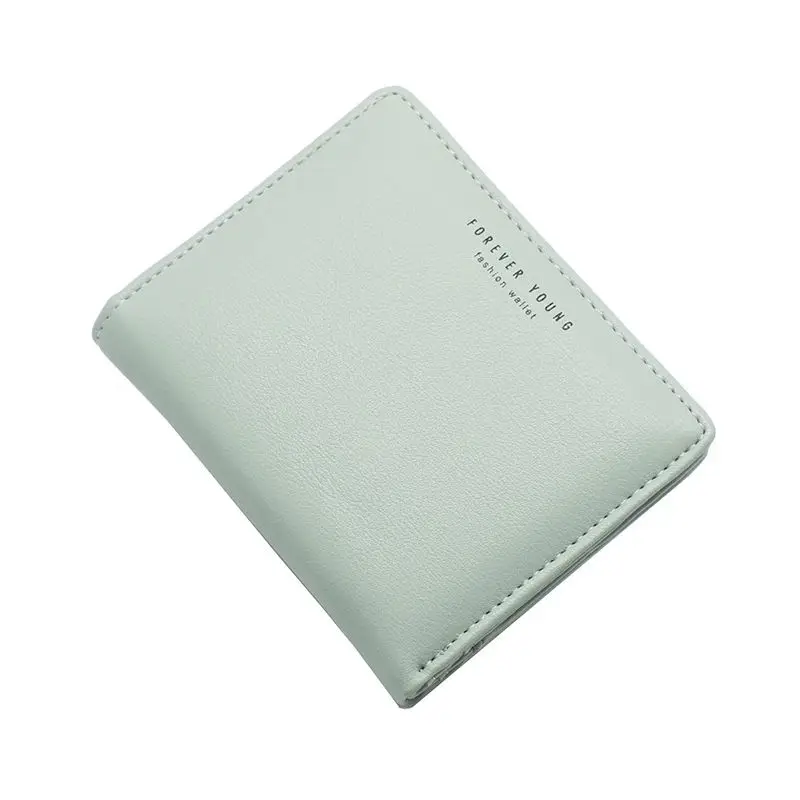 light green Новинка года; Модный женский кошелек из искусственной кожи для девочек; качественный короткий кошелек с буквами; два сложения - Цвет: light green