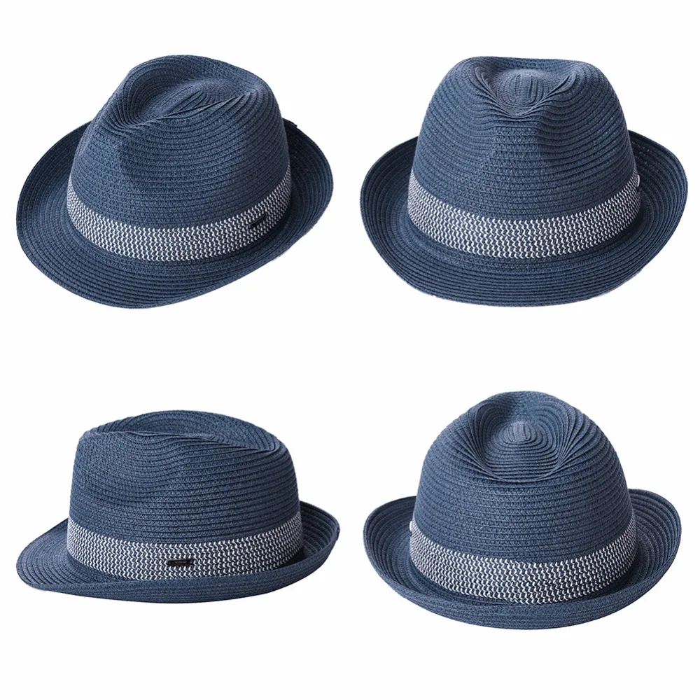 FANCET летние женские мужские соломенные шляпы Fedoras короткий край регулируемые Упакованные мягкие повседневные Трилби Соломенная Панама шляпы от солнца 16010