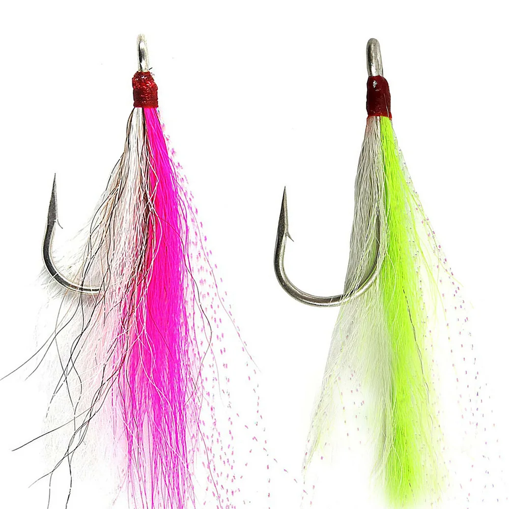 Гиена 5 шт. Bucktail тизеры рыболовный крючок морская Рыбалка приманки бак хвост Fluke