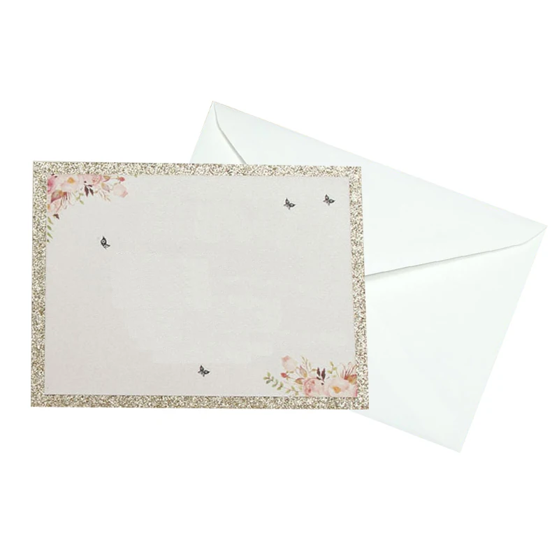 Champagne gold blank Dualswish 50 шт. блестящая золотая бумага свадебные открытки вечерние сувениры карты с конвертом Baby Shower Свадебные украшения - Цвет: Champagne gold blank