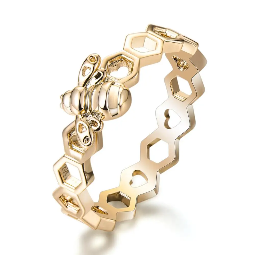 Женское кольцо UFOORO Золотое золотого цвета с кубическим цирконием ААА|Кольца для