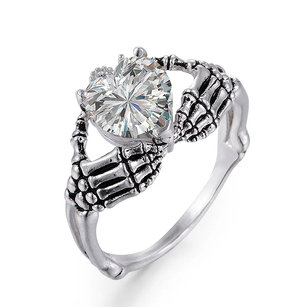 Кольцо из стерлингового серебра S925 пробы с сердцем и обещанием фианита любовь