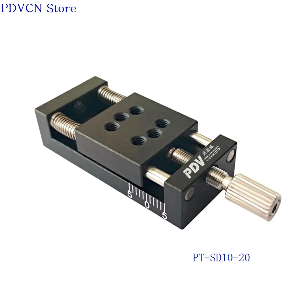PT-SD10-20 миниатюрный ручной линейный этап, точная платформа перевода, оптический раздвижной стол, ось z линейный слайд 10 мм путешествия