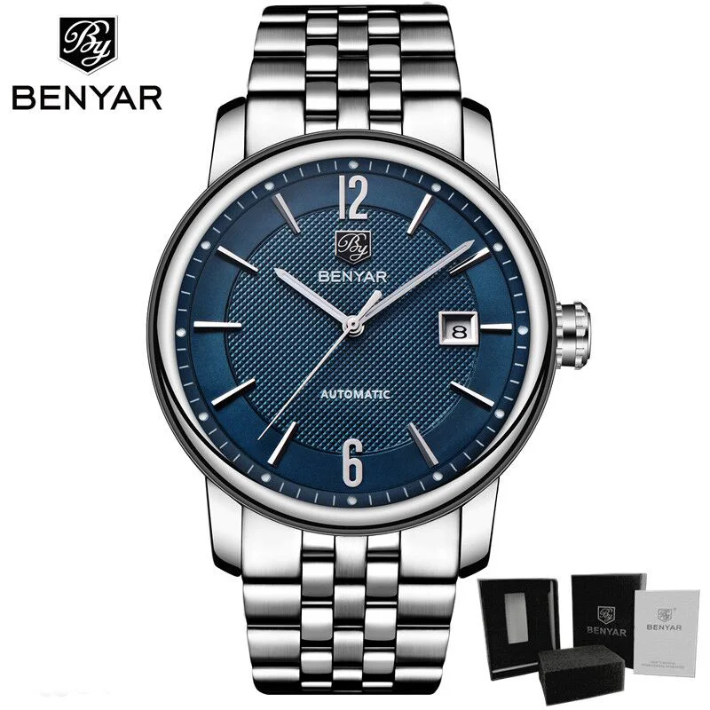 Blue surface BENYAR, автоматические механические часы, спортивные часы для ныряльщика, люксовый бренд, мужские наручные часы, мужские часы - Цвет: Blue surface