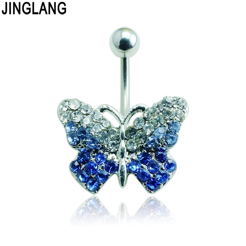 JINGLANG модные пупка кольца 316L штанга нержавеющая сталь Подвеска со стразами