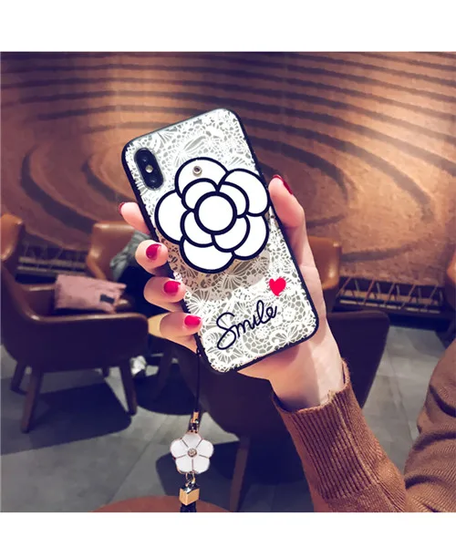 3D Camellia зеркальный кружевной цветок с цветком кулон ремешок чехол для iPhone 11 Pro Max XS Max XR X 8 7 6 6S Plus 5 5S SE - Цвет: Бежевый