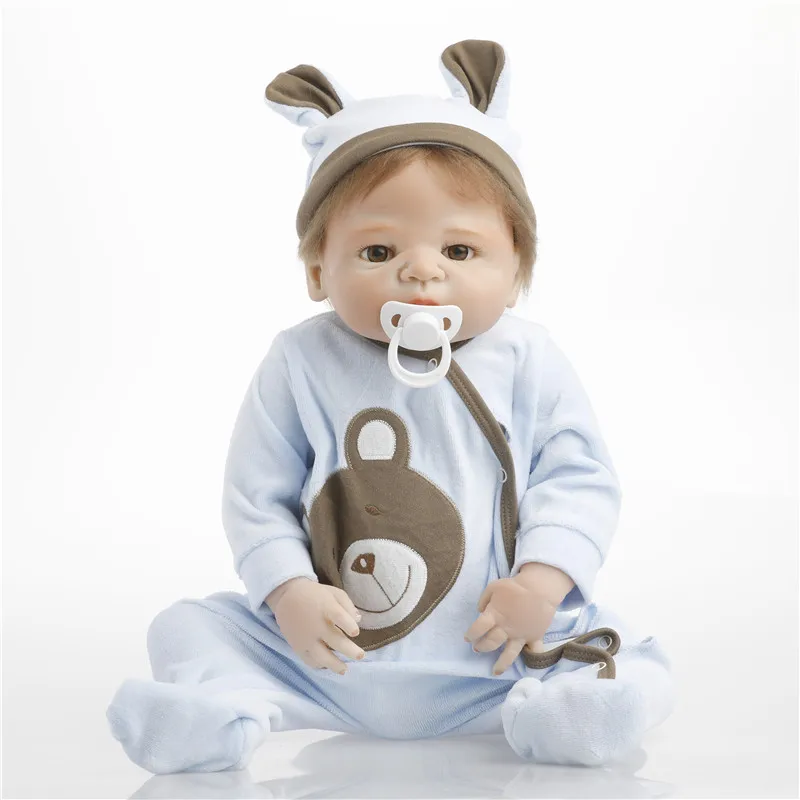 SanyDoll 22 дюйма 55 см силиконовые куклы для новорожденных реалистичные синяя
