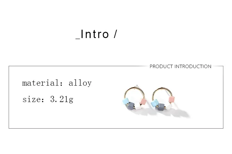 

Pink Blue Yellow Green Coffee Small Squares Alloy Circles Acrylic Stud Earrings for Women & Children