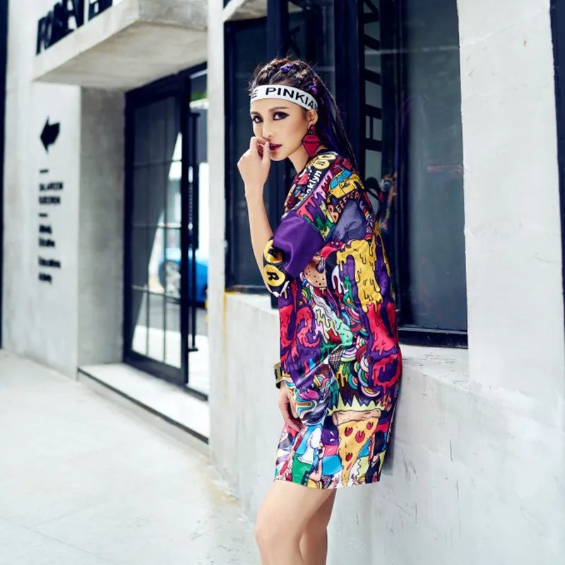 Женский Длинный топ в стиле хип хоп Свободный пуловер с круглым вырезом и