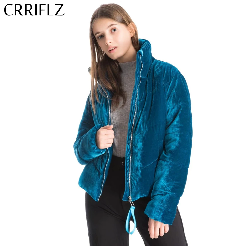 CRRIFLZ новая бархатная хлопковая стеганая Базовая куртка, пальто для женщин, теплая винно-красная парка, куртки, Женская Осенняя зимняя повседневная верхняя одежда