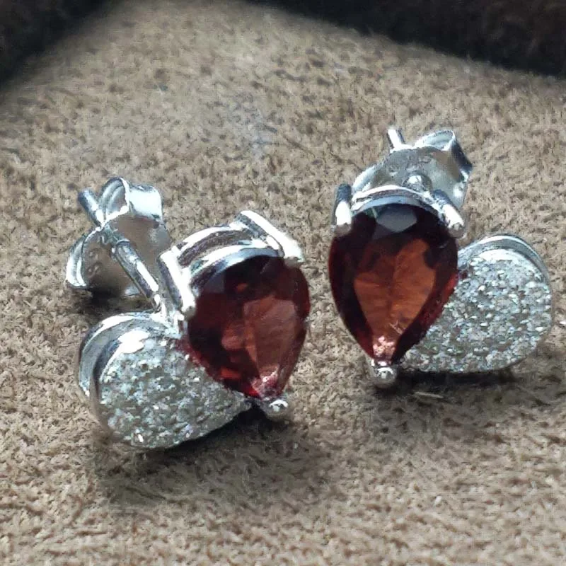Маленькие серьги FLZB из серебра 925 пробы с натуральным гранатом|earrings for|earrings for