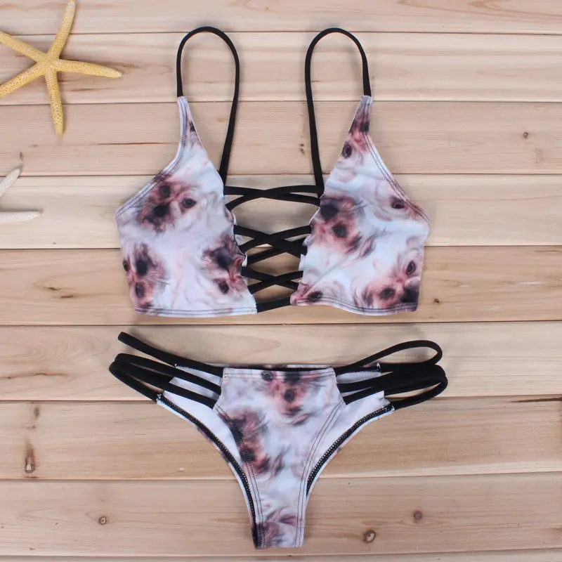 Новинка 2017 сексуальный женский комплект бикини из двух предметов с черным