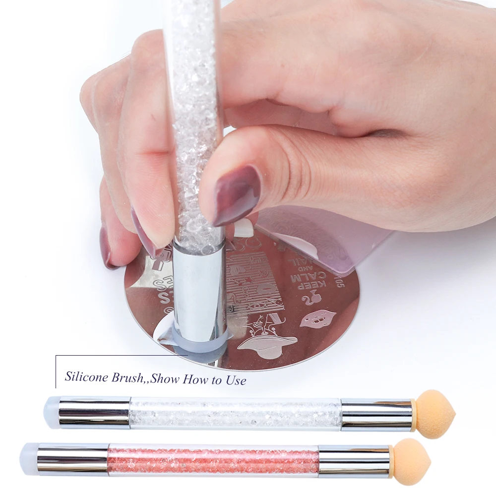 1 Набор градиентная блестящая пудра для ногтей губка с двойной головкой ручка