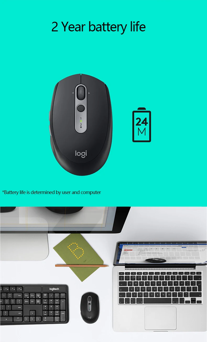 Бесшумная беспроводная компьютерная мышь logitech M590 с Bluetooth, двойной режим, нано-приемник, без розничной коробки