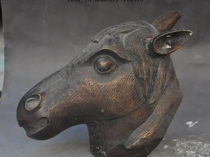 Chinese Bronze fengshui Zodiac Success Animal Horse Head Art Statue Sculpture | Дом и сад
