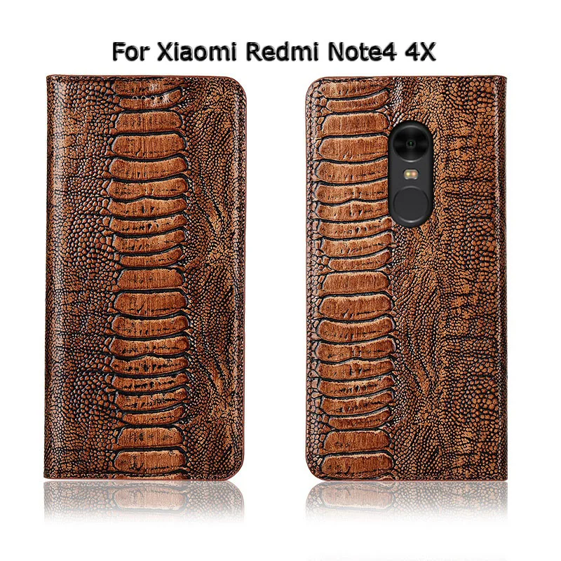 Роскошный страусиной ноги зерна Стенд флип чехол для Xiaomi Redmi Note 4 4X5 5A Pro 7 чехол из натуральной яловой кожи чехол для телефона