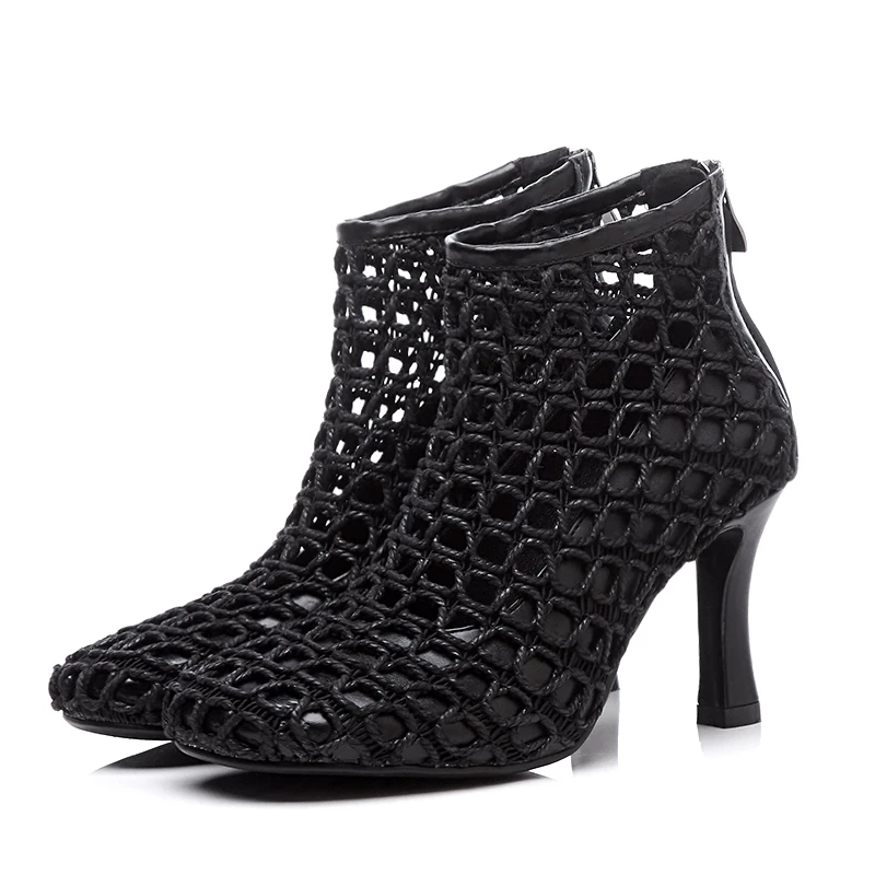 Новинка 2019 женские ажурные ботинки летние ботильоны босоножки на высоком