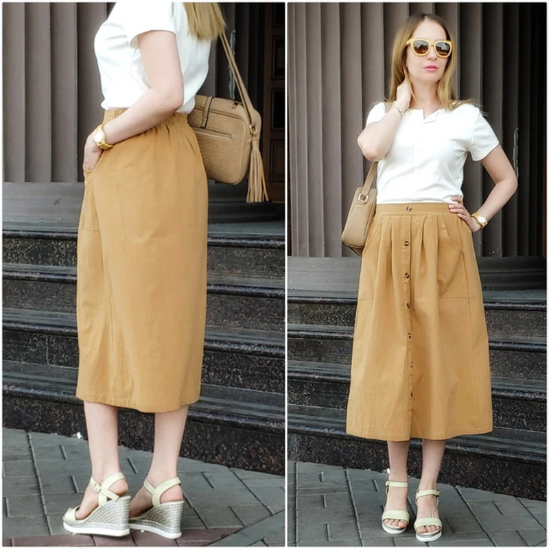 Летние Юбки Женская высокая эластичная талия Пляжная одежда Повседневная jupe femme
