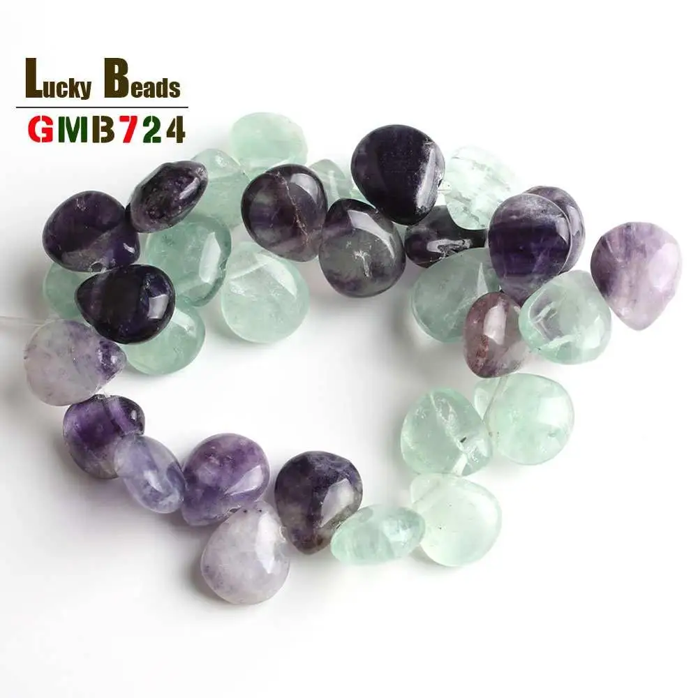 purple fluorite Естественная Капля воды бусины Свободные бусины для изготовления ювелирных изделий 7,5 дюйма граненый Агаты/Turquois/jader, сделай сам, ювелирное изделие, 10x12 мм - Цвет: purple fluorite