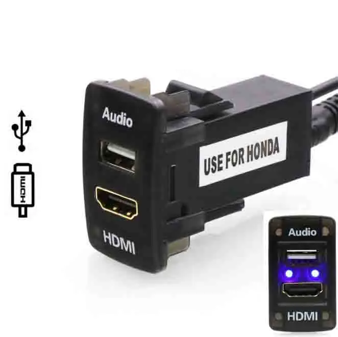 Автомобильное usb-зарядное устройство с разъемом HDMI для Honda Civic Spirior CRV Fit Jazz City Accord